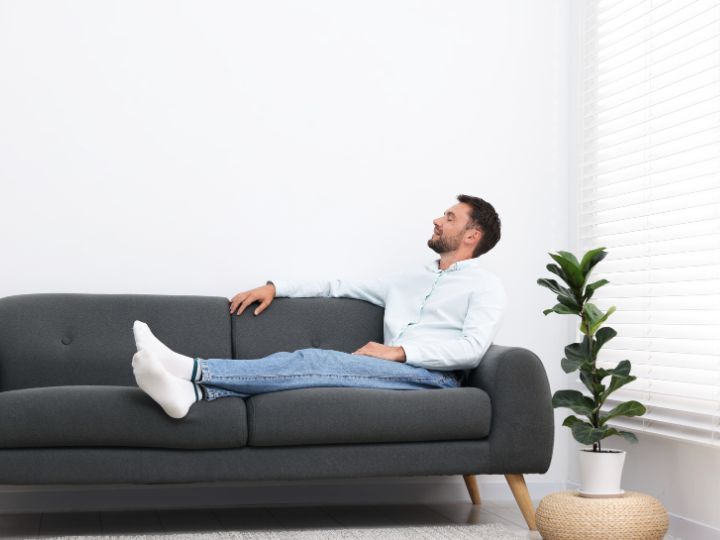 A man enjoying improved air quality in his home