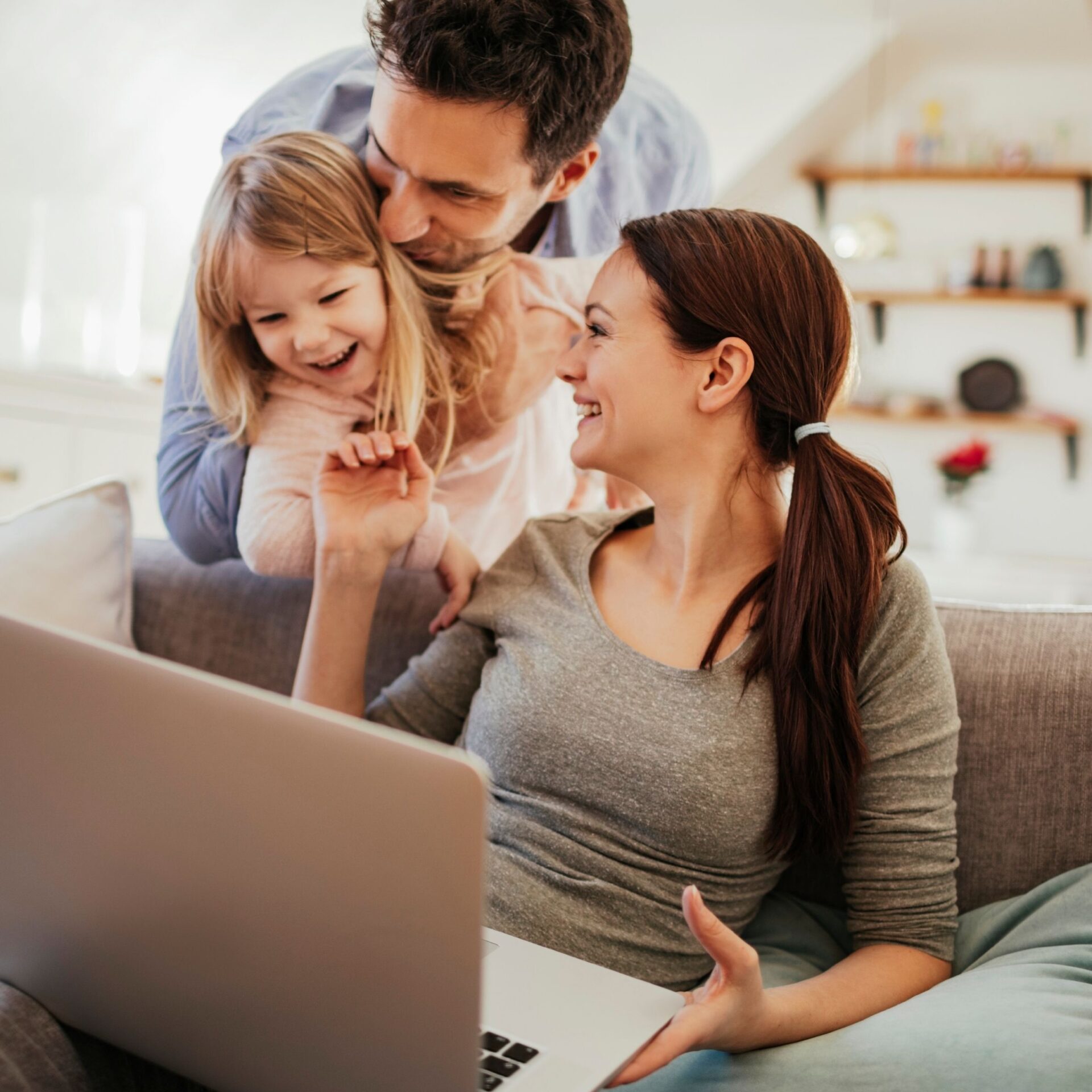 Family Using Laptop